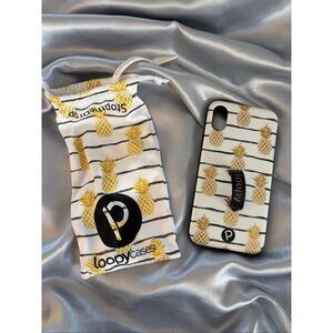 Loopy iPhone XS Phone Case Pineapple with Matching Microfiber Cover and Extra Su